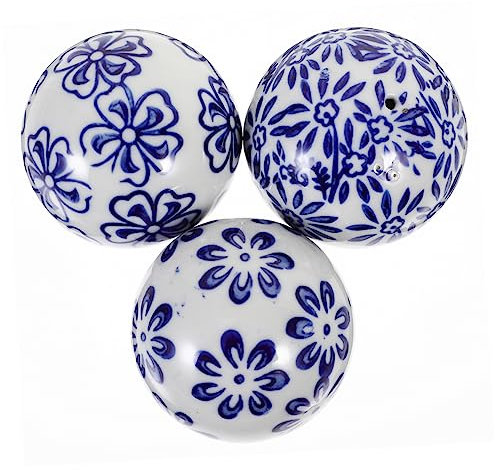 BESPORTBLE Dekoschale Schwimmkugeln Miniteich Porzellan- Orbs- Keramikkugeln : 3 Stücke Schwimmende Wasserteich Pool B? für Beh?lterschüssel Korbkorb Dekorationen Blau Spiegelkugel