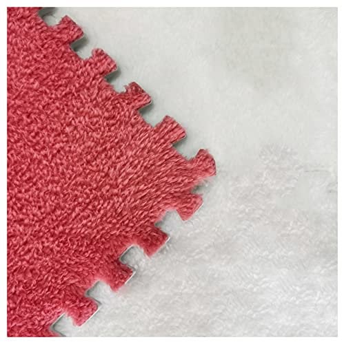 10Pcs Interlocking Carpet,Thickened Plush Foam Interlocking Floor Mat,Fluffy Square Interlocking Foam Tiles,Soft Anti-Slip Puzzle Area Rug Playmat for Room Floor,Orange,30X30X0.7cm