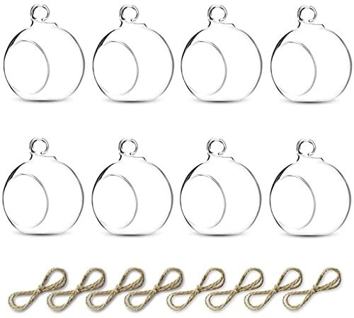 Sziqiqi 8cm Boule en Verre a Suspendre - 8 Pieces Boule de Verre Photophore Bougeoir Suspendu pour la Décoration de Pièce Maîtresse Anniversaire Fête Noël Mariage