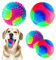 4 Stück Leuchtende Hundebälle LED Blinkende Stachel Haustierbälle Quietschende Kaubälle Interaktives Hundespielzeug Leuchtende Elastische Bälle für Welpen Hunde Katzen Zahnreinigung Kauspielzeug