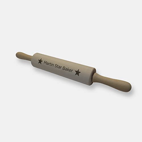 Personalised Large Rolling Pin Wooden Embossed, Revolving Engraved Baking Gift for Mom, Chefs, Star Bakers and Food Lovers. (Style 1)