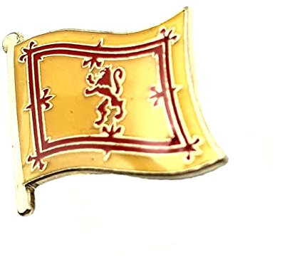 Anstecknadel mit schottischem Löwe, Metall, Emaille, Länderflagge, Gelb und Rot, Metall