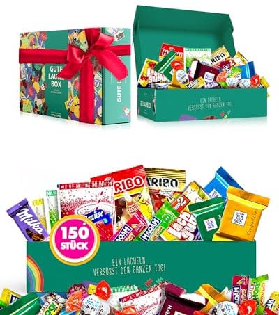 Premium Süßigkeiten Box (150 Stück) - Gute Laune Box als Geschenk Idee, für Kinder Geburtstage, Pinata Füllung, Candy Bar (XXL Naschbox)