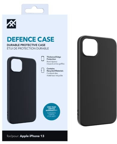 ZAGG iFrogz Defence Protective Case Compatible with iPhone 13, Durable, Snap On, Smudge Resistant, Slim, Recycled, Black