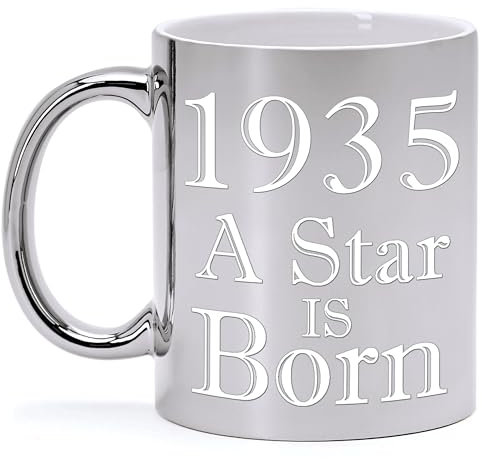 Silver Metallic Ceramic Mug for Birthday 90 Years A STAR IS BORN