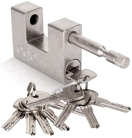Holdfiturn 10 Keys 1.1KG Container Padlock 94mm Heavy Duty Padlocks Industrial Rectangular Padlock Anti Drill Anti Pick Cylinder Security Shackle Chain Lock for Container Garage