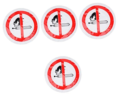 Mobestech 4 Stück Aufkleber-Drucker selbstklebende Aufkleber Ring Etiketten Embleme Aufkleber „Keine offenen Flammen“. Warnaufkleber runden Knopf Warnschild das Schild Logo-Aufkleber PVC
