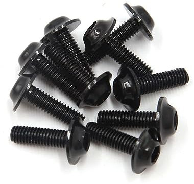 Lot de 10 boulons de carénage à tête hexagonale M6 x 20 mm en métal noir pour moto 1996-2023