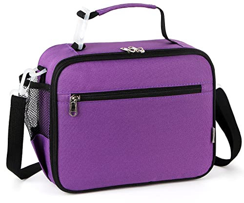 hombrima Insulated Lunch Box Bag, Kids Thermal Cool Bags with Adjustable Strap for Adults Children Women Men Boys Girls School Office Outdoor(Purple)