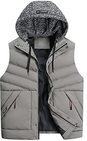 Generisch Weste, Herren Warme Mit Reißverschluss Taschen Daunenweste Strickweste Jacke Abnehmbare Ärmel Daunen Fleece Weste Leicht Windstopper Fahrrad Gaastra Jacket Sport Veste (7XL, Khaki)