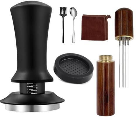 IHONYI Kaffee Tamper Set 51mm,Tamper Set Inkl. Espresso Zubehör,Edelstahl & Abnehmbares,Eingebaute Feder & Skala Espresso Tamper Für Cafes, Geschenke Für Kaffeeliebhaber