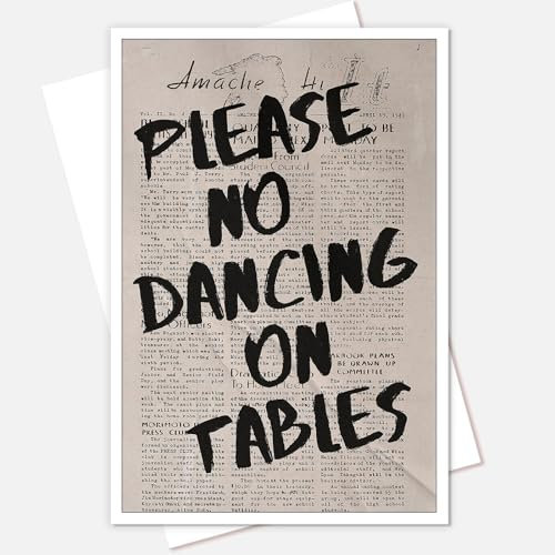 JCFOAS Kunstdruck auf Leinwand, Motiv: Please No Dancing On Tablets, 70er-Jahre, modisch, englisches Kunstposter, schwarz, personalisierter Schriftdruck, Gemälde, Retro-Zeitungsstil, Wanddekoration