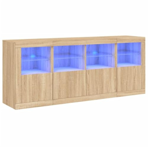 vidaXL Sideboard mit LED-Leuchten Sonoma-Eiche 163x37x67 cm