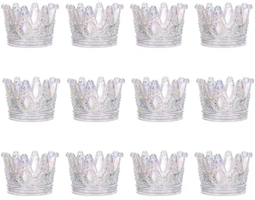 GOLDEAL 24 Stück bunte Kronen-Glas-Teelichthalter, dekorativ, Votivkerzenhalter, Kerzenständer für Hochzeit, Party, Abendessen, Heimtischdekoration.