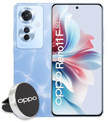 OPPO Reno11 F 5G Smartphone,Tripla fotocamera 64+8+2MP, Selfie 32MP, Display 6.7”120HZ AMOLED FHD+, 5000mAh, RAM 8(+4GB/6GB/8GB)+ROM 256GB (esp2TB), Supporto Auto [Versione Italia], Ocean Blue