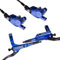 Hapihom Hydraulisches Scheibenbremsen-Set, 4-Kolben Fahrrad Hydraulische Scheibenbremse, Hydraulische Bremse Fahrrad aus Aluminiumlegierung, Fahrrad Scheibenbremse Set Vorne Und Hinten Blau