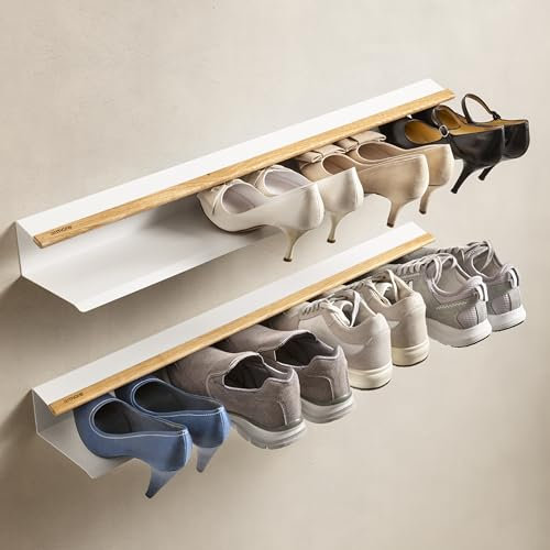 Armore Schuhregal, platzsparend, robust, elegant, einfach zu montieren, modernes Design, geeignet für verschiedene Räume, Maße 80 cm x 14 cm x 8 cm, Ordnung mit Stil (80 cm, Weiß, 2 Stück)