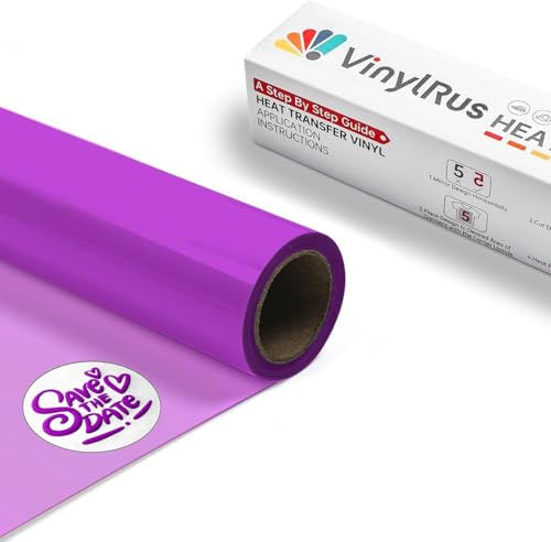 VinylRus Puff Vinyl Heat Transfer -12” x 6ft Purple Puffy 3D Iron on Vinyl for T-Shirt, Puff HTV Vinyl Roll for Silhouette Cameo, or Maker, Easy to Cut and Weed