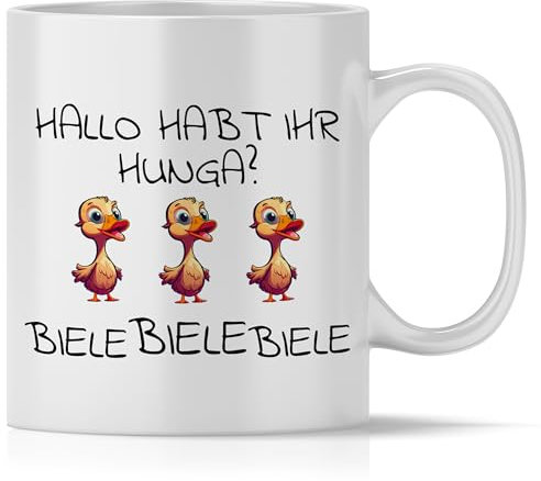 mindmonkeys® Biele Biele Biele Meme Tasse mit Spruch | Tasse Bielebiele Biele | Ruf sie mal | Lustige Tassen Ente Lustige Sprüche | Geschenk für Kollegen | Biele Biele Biele | Keramik 300 ml