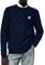 Elegancity Pullover Herren Rundhalsausschnitt Karierter Pullover Langarm Winter Schachbrett Strickpullover Sweater Regular Fit Marineblau XL