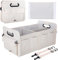 Syzplnwy Premium Kofferraum-Organizer mit Verstellbare Riemen, 66 L Faltbare Kofferraumtasche Multifunktionell für Auto, Camping, Picknick, Einkaufen (3 Fächer, Beige)