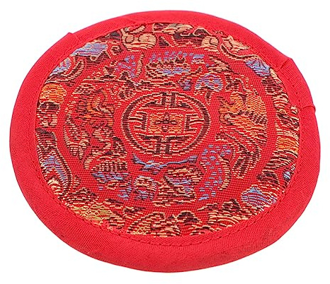 ifundom Buddhistische Klangschalenmatte aus Baumwollstoff Leicht und Kompakt Rundes Stickkissen für Buddha Klangschalen für Meditation und Gebet