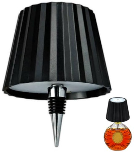 Generico Lampada per bottiglia senza fili, Bottiglia di luce ombra LED bottiglia di vino liquore luce 3 colori dimmerabile lampada da tavolo cordless per bar, ristorante, casa, ufficio, Natale (Nero)