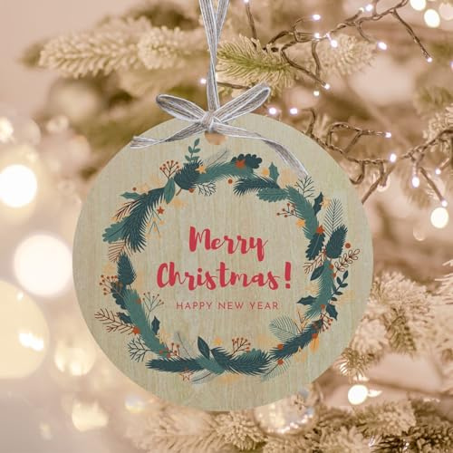 Uniqicon 35 Stück Christbaumschmuck Holz, Runde Holzscheiben Zum Aufhängen, Holzscheiben Zum Basteln, Holzanhänger Zum Bemalen Weihnachten, Holzscheiben-Verzierungen Für Weihnachtsbaumschmuck
