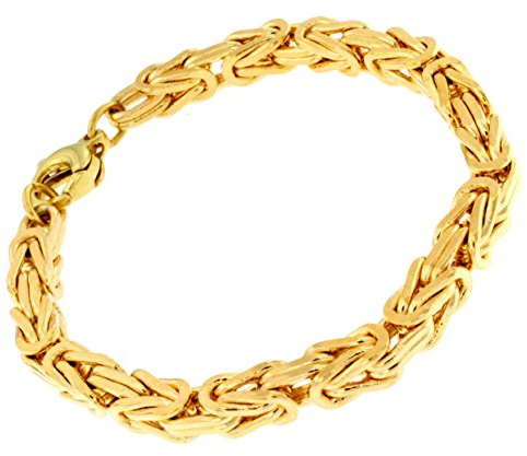Tendenzalia Bizantiner Königsarmband quadratisch original italienische Kette 18kt vergoldet oder Doublé 6mm breit Länge wählbar