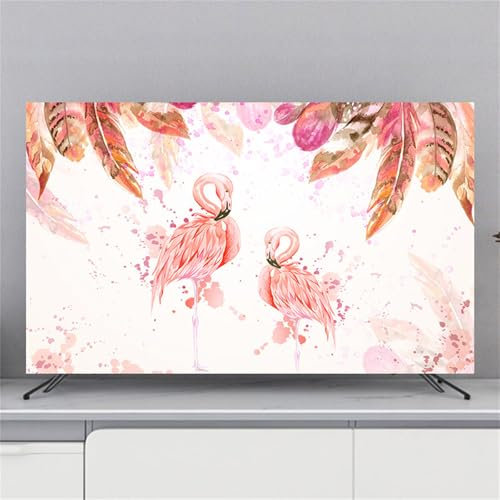 Hixingo TV Abdeckung Staubschutzhülle, 3D Flamingo Muster TV Staubschutzhülle 32-80inch TV Abdeckung Schutzhülle Fernseher Fernsehabdeckung TV Schutzhülle (70inch,Aquarell)