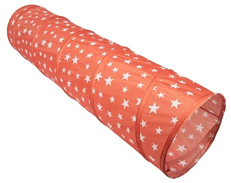 Relsy Starry Burnt Orange Pop Up Tunnel For Kids, Toddlers, Pets | 180cm x 45cm Toddler Play Tunnel, Orange Starry Baby Toy & Tent Accessory