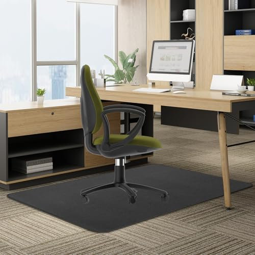 MUEZDUR Office Chair Mat for Carpeted & Hardwood Floor, 120x90cm Carpet Protector Chair Mat for Home Office Rolling Chair Easy Glide Heavy Duty Folding Mat (Black)