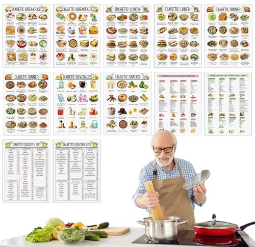 Genérico Lista De Alimentos Para Diabéticos - Doce Hojas Impresión Clara Planificador De Comidas - Libro De Cocina Portátil Y Reutilizable Para Adultos Hombres Mujeres Principiantes Avanzados