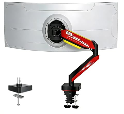 GUZHIKU Supporto Monitor per 13-49 Pollici fino a 20 kg, Rotazione 360° Braccio Schermo Scrivania, Monitor Arm Inclinazione Altezza Gas Regolabili, Porta Monitors Gestione dei Cavi, VESA 75/100, Nero