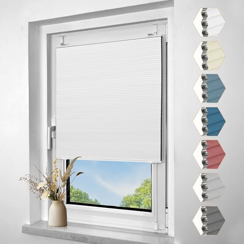 Zarnan verdunklungsplissee wabenplissee ohne Bohren 45 x 80 cm plissee zum kleben Thermo Sicht- und Sonnenschutz plissee für Fenster und Türen