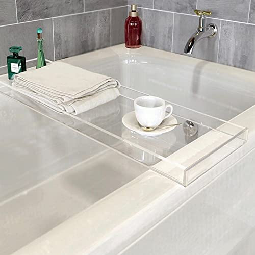 Clear Multifunctional Caddy Tray for Bathroom Kitchen & Shelf - Modern for Wine Glasses Soap Dishes & Tablets - Large 76x20x3cm Storage Solution