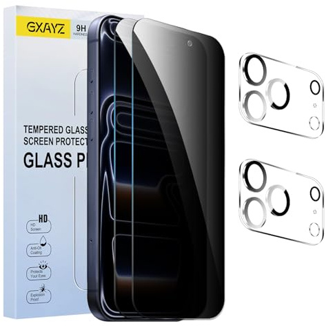 [2+2 Pack] Privacy Screen Protector for Apple iPhone 17 pro max,Anti-Spy Tempered Glass Film, Fingerprint Recognition, 9H Hardness, Anti Scratch, Anti Fingerprint