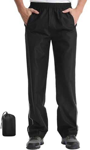 Coutyuyi Regenhose für Herren Wasserdicht Winddicht Leicht mit Reflektoren(Schwarz, 3XL)
