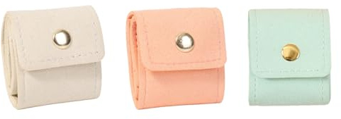 Rainway 3 mini bolsas de viaje para joyas, rollo plegable con varios compartimentos para anillos y collares, con hebilla de metal y forro suave en rosa, verde menta y beige, para viajes y uso diario