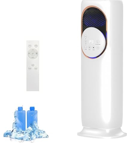 4-in-1 Turmventilator mit Heizlüfter und Luftbefeuchter, 4L Wassertank, 180° Oszillation, leiser Luftkühler mit Fernbedienung und 3 Geschwindigkeiten für große Räume