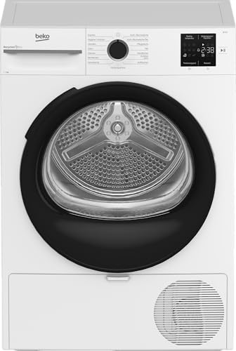 Beko BM3T3723W Wäschetrockner, 7 kg, Frontlader Kondenstrockner, allergikergeeignet, 15 Programme, kombinierter Filtermechanismus, Knitterschutz, AquaWave Schontrommel, Weiß