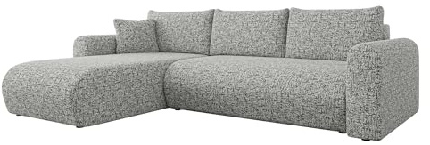 Mirjan24 Ecksofa Eliwo, Design Eckcouch, Couch mit Schlaffunktion und Bettkasten, Wohnlandschaft, Bettfunktion L-Form Sofa, Ottomane universell (Bella 65)