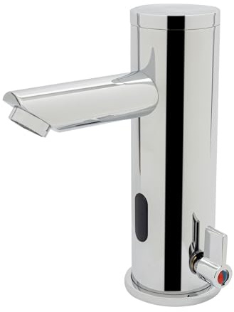 Robinet de salle de bain à capteur - Robinet automatique avec mitigeur de température - Robinet de lavabo sans contact en laiton avec capteur infrarouge - Température réglable de 0 à 55 °C