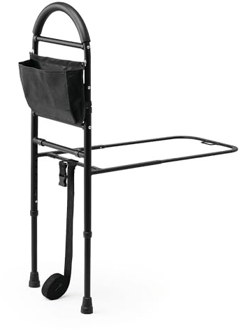 Medline Bed Assist Bar with Storage Pocket, Height Adjustable Bed Rail for Elderly Adults, Assistance for Getting In and Out of Bed at Home