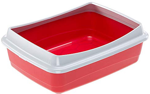 Ferplast 72041099W1 Bandeja Sanitaria Abierta para Gatos Nip 10 Plus Caja de Arena para Gatos, Marco de Contención Extraíble, 47 x 36 x 15.5 Cm Burdeos