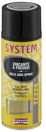 Arexons 4226 System TZ226 Zincante a Freddo 400 ml, Zinco Metallico 98%, Protezione Superiore, Barriera contro Ruggine e Corrosione, Asciugatura Rapida, Spessore strato: 15/20 micron