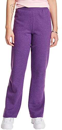 Hanes Women's EcoSmart Open Bottom Leg Sweatpants,Violet Splendor Heather,Medium