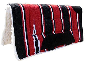 Tapis de selle western Tapis de selle Cow Boy Polaire Rouge 32 x 32 3,8 cm épais