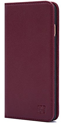 32nd Classic Series - Real Leather Book Wallet Flip Case Cover For Apple iPhone 7, 8, SE (2020) & SE (2022), Real Leather With Card Slot, Magnetic Closure and Stand - Burgundy
