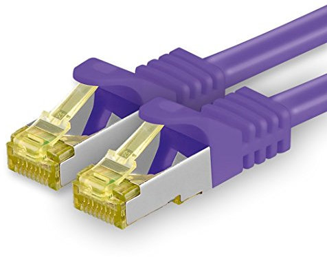 1aTTack.de Câble Réseau Cat7 Cat 7 10 GB/s SFTP - 1x 7,5m - RJ45 Ethernet LAN DSL Routeur Modem - Violet